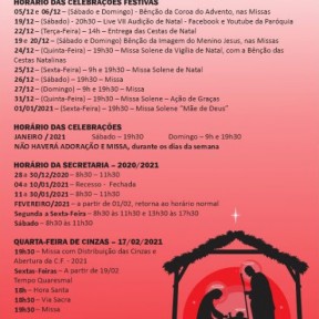 Paróquia Divino Espírito Santo, do bairro Petrópolis, divulga programação de final de ano