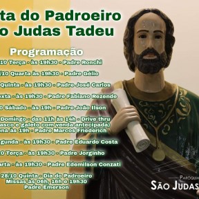 Paróquia São Judas Tadeu promove a Festa do Padroeiro de 19 a 28 de outubro 