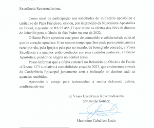 Contribuição para o Óbolo de São Pedro - referente a 2022