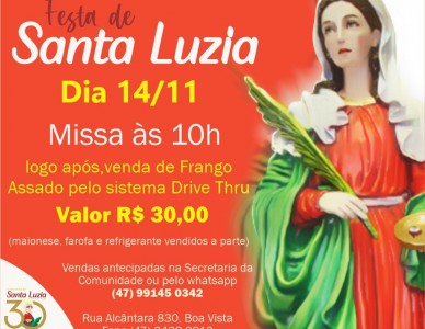 Comunidade Santa Luzia, do bairro Boa Vista, celebra a padroeira no dia 14 de novembro, domingo