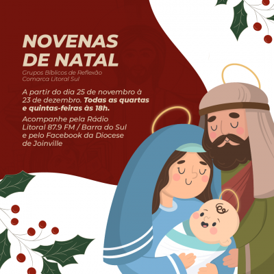 Diocese de Joinville transmite, ao vivo, Novena de Natal