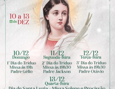 Festa de Santa Luzia inicia dia 10 no bairro Boa Vista