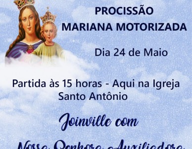 Paróquia faz procissão motorizada de Nossa Senhora Auxiliadora por 15 bairros, em Joinville