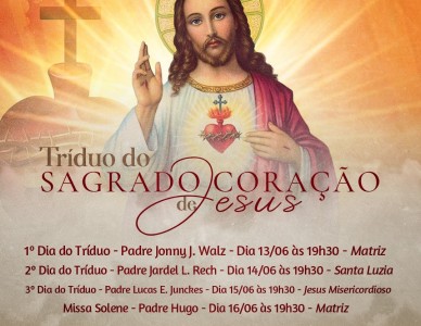 Paróquia Nossa Senhora Imaculada Conceição prepara Tríduo do Sagrado Coração de Jesus